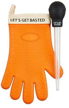 Mud Pie Truthahn-Ofenhandschuh-Set, Servierutensilien, Handschuh, 26 x 19 cm, Bratpfanne 22,9 cm, Orange