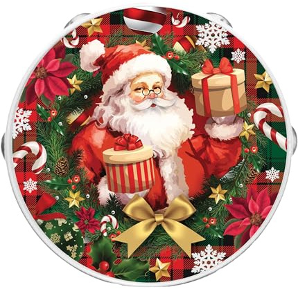 GUIRMA | Pandereta Santa Claus de PVC (17 cm) - Instrumento Musical para Fiestas de Navidad y Año Nuevo - Accesorio Ideal para Celebraciones y Eventos - Multicolor
