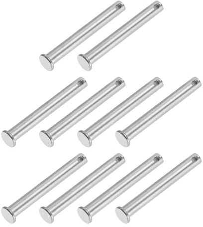 PATIKIL 8 x 65 mm Pasadores de Horquilla de un Solo Orificio, 10 Piezas de Pasadores de Cabeza Plana de Acero Inoxidable 304 para Sistemas de Bloqueo de Pasador de Enganche, Plata