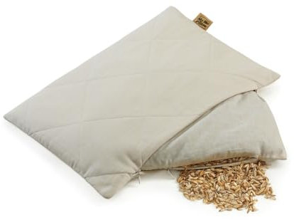 MinkovHOME Dinkelkissen, Ergonomisch, Atmungsaktiv, Weicher Baumwoll-Steppbezug, Nackenkissen mit Bio-Füllung, 30 x 40 cm