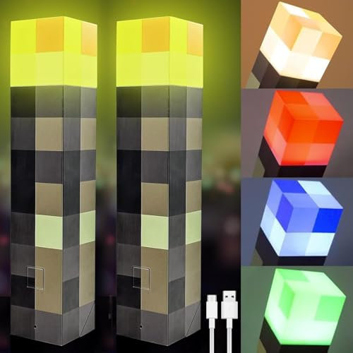 YeahBoom Lot de 2 lampes murales - Lampe torche murale - 4 couleurs - Rechargeable par USB - Lampe de chevet 3D pour enfants - Cadeau de cosplay