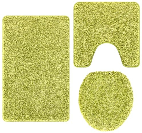 Tappetino da bagno rettangolare in microfibra verde | Base antiscivolo | Tocco morbido | Lavabile in lavatrice | Tappeto contemporaneo | Ideale per doccia e vasca | Tappetini e tappeti | Decorazione