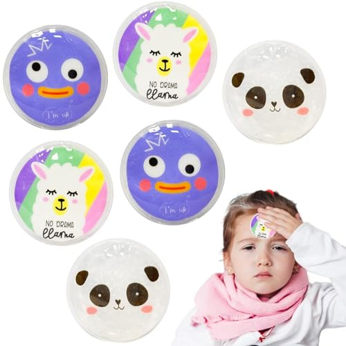 Lot de 6 blocs réfrigérants pour enfants - Avec 3 motifs de dessin animé différents - Réutilisables - Pour fièvre, contusions, bosses, dents de sagesse, yeux fatigués (7 x 7 cm)