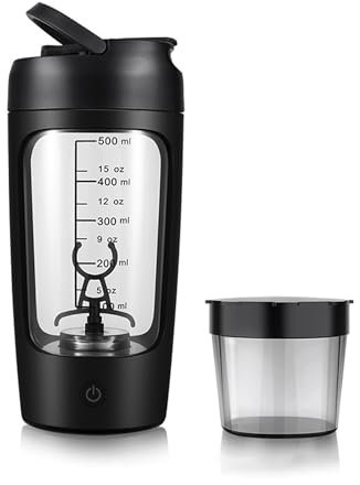 UUE Shaker, bottiglia da 650 ml, frullato proteico elettrico, 7000 UPM, frullatore elettrico automatico di proteine, USB C, ricarica rapida per frullati di proteine cremosi (nero)