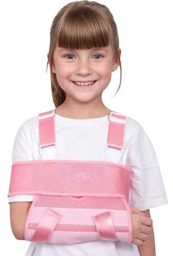 Maintien du bras Écharpe de bras pour enfants, écharpe de bras respirante pour le bras cassé, le coude, le poignet et la récupération des blessures(Rose,S)
