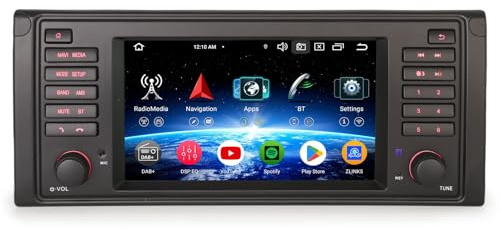 Erisin 8-Core 4GB RAM+64GB ROM 7 Inch Android 14 Car Stereo with Sat Nav for BMW 5 Series E39 M5 Support Bluetooth 5.0 Wireless CarPlay Android Auto WiFi 4G DAB+ DVR RDS Canbus Head Unit IPS Screen