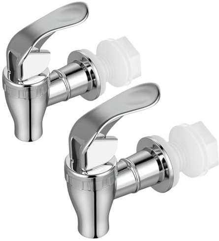 AOOTE Grifo para Dispensador de Bebidas de Repuesto, 2 Pcs Grifos para Dispensador de Bebidas, Reemplazo de Espita para Dispensador para Vino, Cerveza, Zumo, Café, Plata