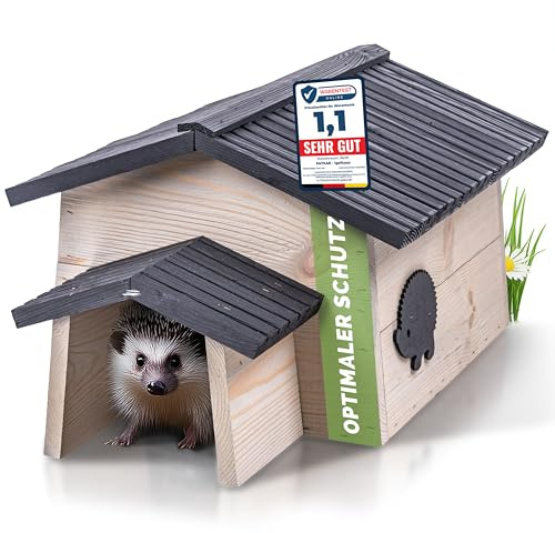 PATKAR Igelhaus Winterfest mit Boden [SCHÜTZT VOR FRESSFEINDEN] - Premium Igelfutterhaus (Made in Europe) - Hochwertige Igelhäuser Igel Haus - Igel Schlafhaus Igel Futterhaus - Igelhotel Igelhöhle