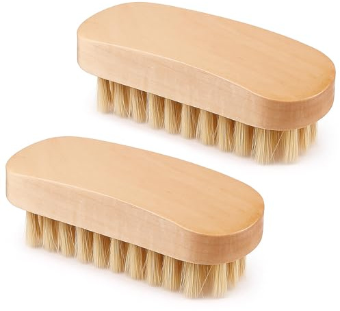 Heclia 2-Piece Wood Vegetable Brush Wash Brushes with Soft Bristle Potato Cleaning Brushes for Potato Carrot Cucumber and Fruits Scrubber Gentle Produce Scrubber Dishwasher Safe Kitchen Cleaning Brush