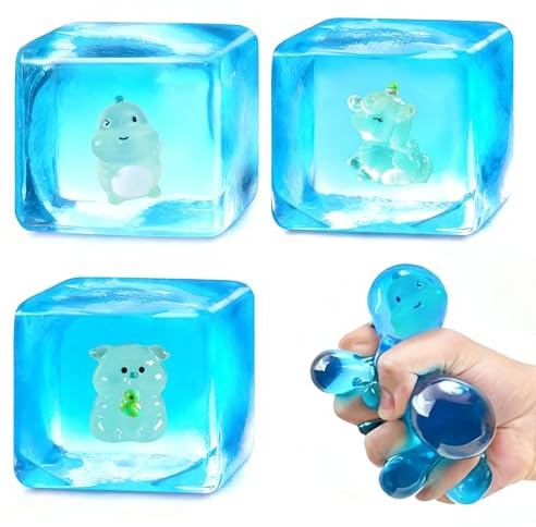 Anti Stress Würfel 3 Stück Eiswürfel Anti Stress Spielzeug für Erwachsene Stressbälle Squeeze Cube Stressabbau Fidget Ice Cube ADHD Autismus Spielzeug Quetschball Geschenkset