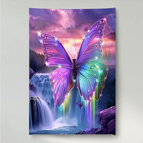 YEYUMEOZ 5D Diamond Painting Caer, Mariposa Pintura de Diamante Adultos, DIY Cristal Diamante Painting, Kit de Arte de Mosaico, Ideal para Principiantes, Para Decoración De Hogar, Regalo PjY4539 4-Q