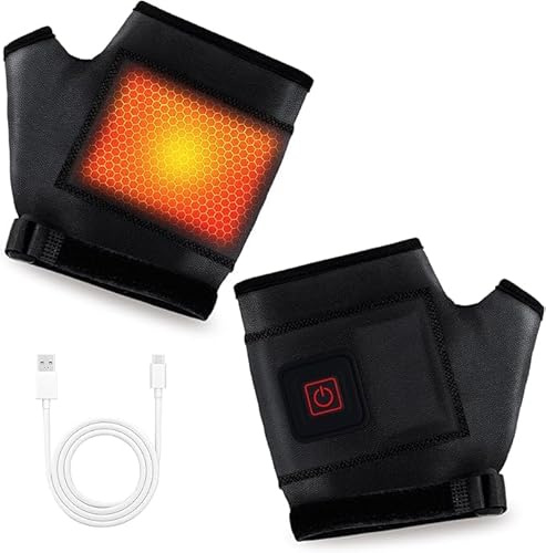 Half Fingers USB Heated Fingerless Gloves, Re-chargeable Half Fingers USB Heating Warm Glove Mittens for Man Winter Work