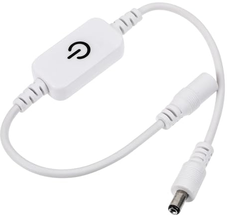 GLEAVI Interrupteur Variateur Tactile pour Lampe LED 12v, Contrôle de Luminosité Réglable, Plastique Blanc, Puissance ≤50w, pour Éclairage Intérieur
