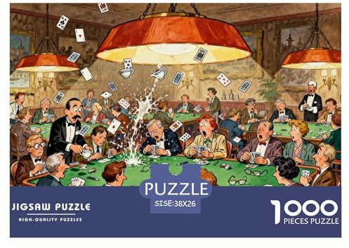 Club de Bridge et Jeux de Cartes Puzzle en Bois Imperméable DIY Puzzles De 1000 Pièces pour Adultes Cadeaux Amusant Jeux De Stimulants