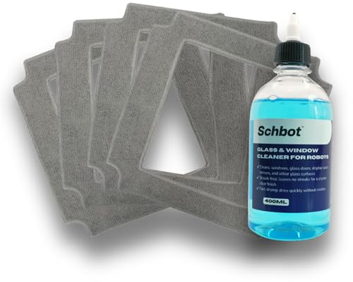 Schbot Zubehör-Set für Fensterputzroboter: Spezial-Glasreiniger & 5x Mikrofaser-Pads – Streifenfreie Reinigung, waschbar & wiederverwendbar