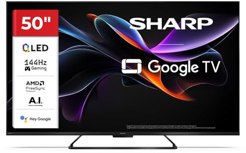 SHARP 50HR7265E - 50 4K Ultra HD 144Hz QLED Google TV™ (Gaming Smart TV sans cadre, Dolby Atmos, Dolby Vision IQ, HDMI 2.1, VRR)