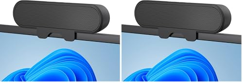 Inwa Altavoz de PC, Altavoz USB con Clip, 10 W con Sonido estéreo HD, para Monitor de PC, portátil, teléfono móvil, Escritorio, Exterior, Plug and Play (Negro) (Paquete de 2)