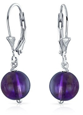 Boucles D'Oreilles Pendantes En Forme De Boule Ronde De 8 MM En Pierre Précieuse Simple Pour Femmes Avec Fermoir Sécurisé À Levier En Argent Sterling .925 Pierres De Naissance Plus De Couleurs