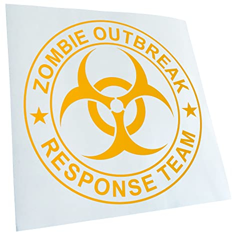 Kiwistar - Autoaufkleber - gelb - 60 x 60 cm - Zombie Outbreak Biohazzard - Heckscheibenaufkleber Auto Aufkleber wetterfest für Kfz LKW Mofa Truck - Sticker außen selbstklebend Tuning Zubehör für