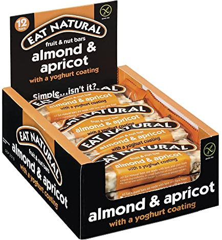 Eat Natural Bars with Yoghurt Coating Fruit Nut Cereal Bars, Almond & Apricot 50g (Pack of 12)