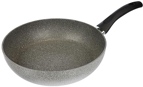 BALLARINI Ferrara Granitium Schmorpfanne, 28cm, Aluminium, Antihaftbeschichtet, Mit Temperaturkontrolle, Made in Italy, Schwarz