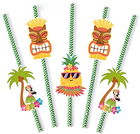 luoem Pailles tropicales Hawaiian été papier Pailles 36 pièces