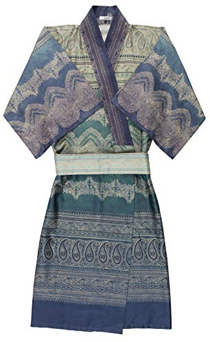 Bassetti BRUNELLESCHI Kimono aus 100% Baumwollsatin in der Farbe Grün V4, Größe: S-M - 9291747