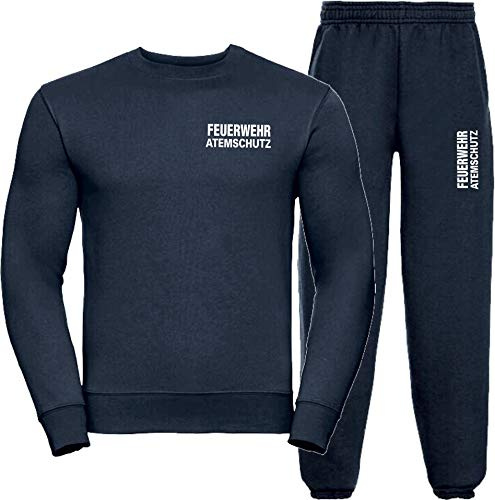 Sweat-Jogginganzug Navy, Feuerwehr ATEMSCHUTZ weiß