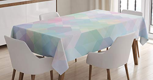 ABAKUHAUS Pastell Tischdecke, Hexagonal Weiche, Pflegeleicht Waschbar Schmutzabweisend und mit Klaren Farben Hochwertiger Druck, 140 x 240 cm, Grau Hellblau