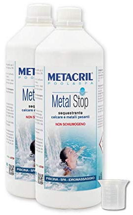 Metacril Metal Stop + Dosatore, Sequestrante dei Metalli - (1+1) 2Lt | e Chiarificante, Non Schiumogeno, Ideale per Piscina o Spa Idromassaggio