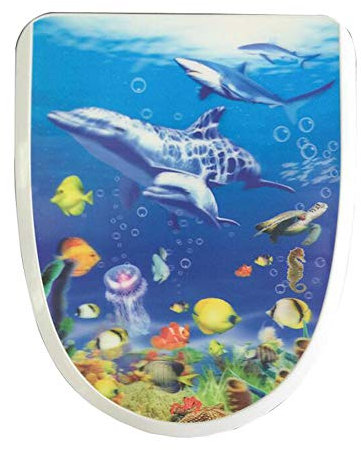JLCP 2-in-1 WC Sitz, 3D Gedruckter Toilettendeckel für Kinder und Erwachsene,U-Typ Toilettensitz mit Buccal Groove,Absenkautomatik,antibakteriellem,Schnelle Veröffentlichung,1