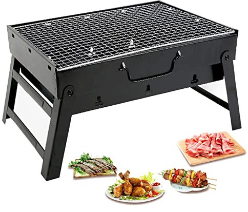 ZPYXBH Barbecue Portatile A Carbone, BBQ Griglia Barbecue Grill Pieghevole, Barbecue A Carbonella da Tavolo, Barbecue da Esterno per Picnic Giardino Terrazza Campeggio Viaggio 43X29x23cm