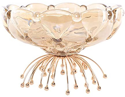 Soporte Para Tartas Bandeja de Pastel Cuencos De Cesta De Frutas Creativos De Moda De Cristal Decorativo, Bandejas De Plato De Servicio De Metal Dorado For Mostrador De Cocina, Centros De Mesa, Sala D