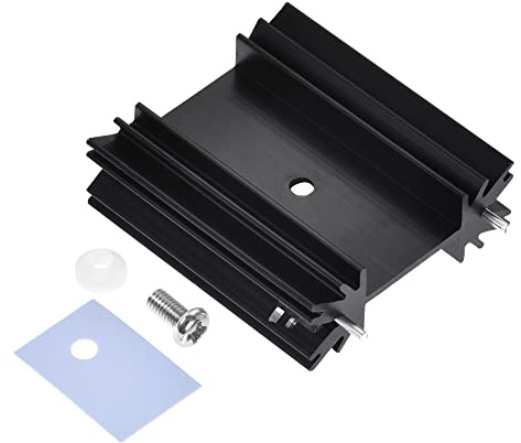 PATIKIL 25mm x 34mm x 12mm TO-220 Alluminio Dissipatore Calore, 10pz per Raffreddamento Transistor Diodi con 2 Supporto Pin, Nero