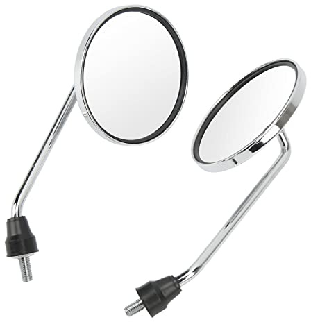 Rétroviseurs de Moto 8mm Filetage Chrome Métal Alliage Rond Guidon Miroir 1 Paire pour Scooter ATV