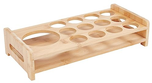 Nbeads 13 soporte de Bandeja de Vaso de Chupito, Estante de Madera de Bambú para Chupitos, Organizador de Copas de Vino Y Cerveza, Base Gruesa, Servidor de Chupitos para Fiesta Familiar, Bar, Pub, Res