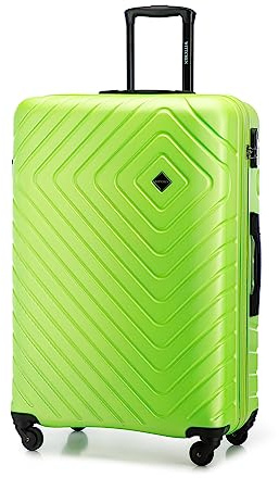 WITTCHEN Cube line Großer Koffer ABS Mit Geometrischer Prägung 4 Lenkrollen Teleskopgriff Kombinationsschloss Reisekoffer Trolley Größe L Limette