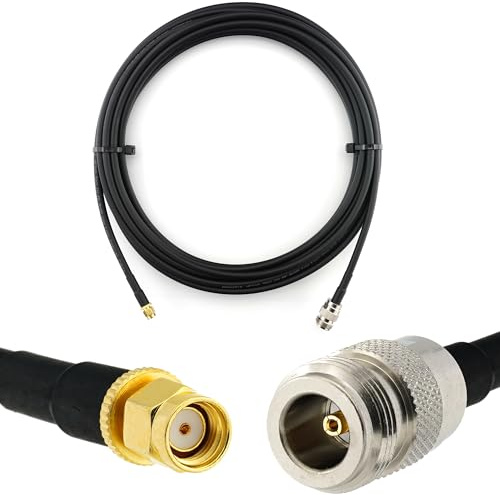 RANGEFUL 12m RP-SMA Stecker auf N Buchse Koaxialkabel — 12 Meter Verlustarmes HF-240 (LMR 240 Äquivalent) Antennenkabel 50ohm Verlängerungskabel — für WiFi Router Antenne Wireless RF WLAN Radio Modem