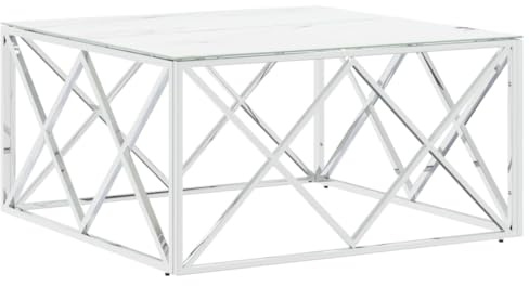 vidaXL Couchtisch Silbern 80x80x40 cm Edelstahl und Glas