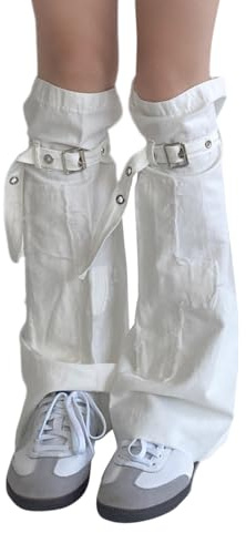 shownicer Warme Stulpen Damen Denim Leg Warmers Y2K Lange Beinwärmer für Cosplay Halloween Party Teenager Mädchen Gothic Lange Socken 80er Harajuku Oberschenkel Hohe Socken