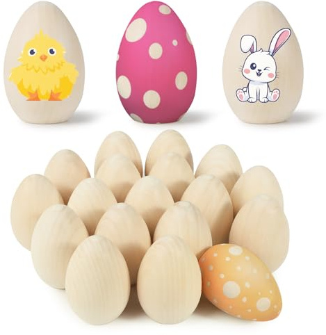 COLOFALLA 18 Stücke Ostern Eier Holz Ostereier zum Bemalen Ostern Deko Oster Dekoration Holzeier Zum Basteln Kinder Oster Tischdeko