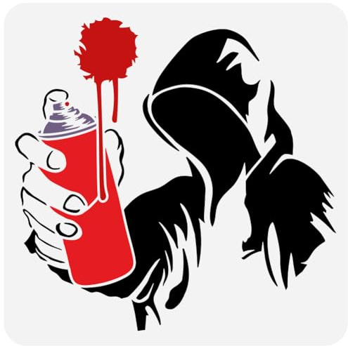 FINGERINSPIRE Banksy Mann Graffiti Sprühfarben Schablone 30x30 cm Wiederverwendbare Mann Graffiti Malschablone Große Sprühfarbe Zeichenvorlage PET Banksy Themen Schablone Zum Malen Auf Holz