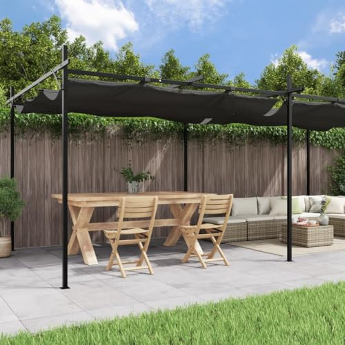 CIADAZ Pergola avec Toit rétractable Anthracite 589x292x230 cm,Pergola Jardin Exterieur,Tuteur Plante Grimpante Treillis