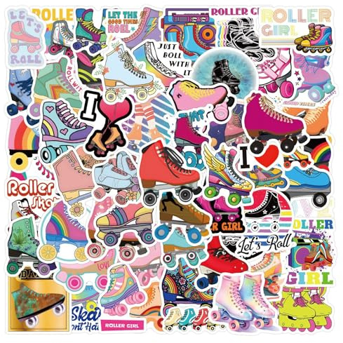 AUCEKO 60 calcomanías multicolor de dibujos animados para patines de ruedas, laptop, botella de agua, monopatín, bicicleta, coche, guitarra, vinilo, impermeable, reutilizable, para todas las