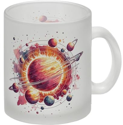 Sonnensystem Planeten Glas Tasse Entdecke das Sonnensystem Weltraum-Genuss für Astronomie-Fans Sterne und Planeten im Orbit um Ihre Tasse Galaxie-Design