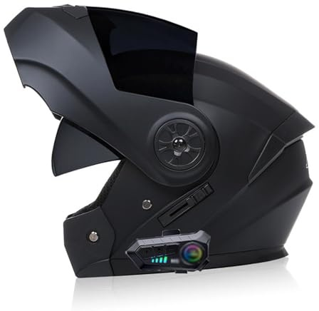 Bluetooth IntéGré Modulable Casque Moto,Flip-Up Casque avec Double Visière Casque Moto Intégral Casque Scooter Moto Anti-BuéE Double Miroir Homme Femme Casque ECE Homologué