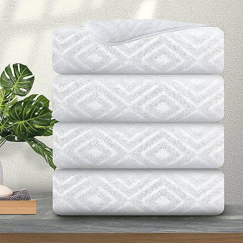 Ferdilan Extra Large Bath Towels Set of 4,35x70 Oversized Bath Sheet Chair Towels, 600 GSM Ultra Soft & Absorbent Towels for Bathroom, Quick Dry Towel for Gym Hotel Camp Pool White