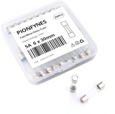 PIONFYNES (Pack of 20) 5A Fast-Blow Fuse 5Amp 250V Glass Fuses 0.24 x 1.18 inch / 6 x 30 mm(5Amp) (F5AL, 250V)