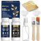 Blattgold Kleber Set für Handwerk, Inklusive Vergoldungskleber und Wasserbasierter Schutzlack, Blattgold 100 Stück, Pinsel und Sprühflasche Vielseitig für Dekoration und Restaurierung (Gold Leaf Kit)