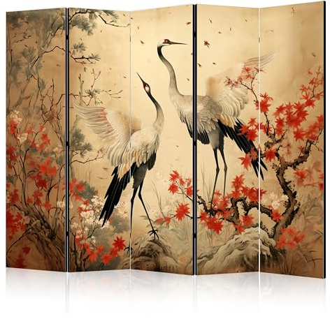 murando - Paravent Raumteiler orientalisch, 225x172 cm, 5-teilig, modern | Mobiler Sichtschutz, sofort einsatzbereit, Holzrahmen, ideal fürs Wohnzimmer oder Büro, geruchsneutral, lichtbeständig